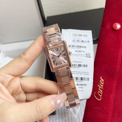Cartier Tank Solo 316L Steel 24MM Imported Quartz Movement Steel Strap Women Square Watch